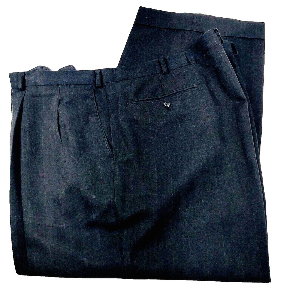 Vanetti Dress Pants Black Stripe 50 52 Pleated Cuffed Mens Le Collezioni